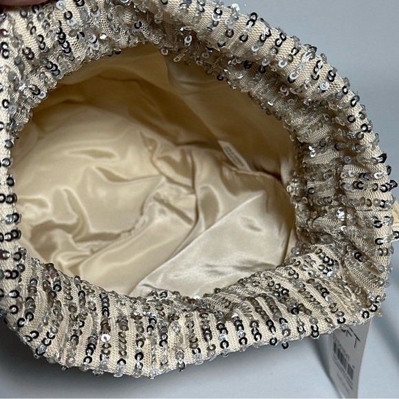 LOFT Sequin Drawstring Wristlet - Silver and Cream - Picture 3 of 5